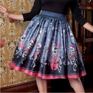 VERY RARE!! Pinup Couture- Dancing Skeleton Swing Skirt XS EUC